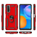 For Huawei P Smart 2021 Shockproof TPU + PC Protective Case with 360 Degree Rotating Holder(Red)