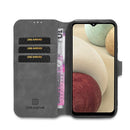 For samsung Galaxy A12 DG.MING Retro Oil Side Horizontal Flip Leather Case with Holder & Card Slots & Wallet(Grey)