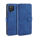 For samsung Galaxy A12 DG.MING Retro Oil Side Horizontal Flip Leather Case with Holder & Card Slots & Wallet(Blue)