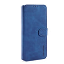 For samsung Galaxy A12 DG.MING Retro Oil Side Horizontal Flip Leather Case with Holder & Card Slots & Wallet(Blue)