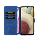 For samsung Galaxy A12 DG.MING Retro Oil Side Horizontal Flip Leather Case with Holder & Card Slots & Wallet(Blue)