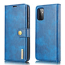 For Samsung Galaxy A72 5G / 4G DG.MING Crazy Horse Texture Flip Detachable Magnetic Leather Case with Holder & Card Slots & Wallet(Blue)