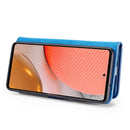 For Samsung Galaxy A72 5G / 4G DG.MING Crazy Horse Texture Flip Detachable Magnetic Leather Case with Holder & Card Slots & Wallet(Blue)