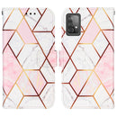 For Samsung Galaxy A52 5G / 4G Marble Stitching Horizontal Flip PU Leather Case with Holder & Card Slots & Wallet & Lanyard(Pink White)