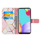 For Samsung Galaxy A52 5G / 4G Marble Stitching Horizontal Flip PU Leather Case with Holder & Card Slots & Wallet & Lanyard(Pink White)