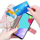 For Samsung Galaxy A52 5G / 4G Marble Stitching Horizontal Flip PU Leather Case with Holder & Card Slots & Wallet & Lanyard(Pink White)