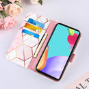 For Samsung Galaxy A52 5G / 4G Marble Stitching Horizontal Flip PU Leather Case with Holder & Card Slots & Wallet & Lanyard(Pink White)