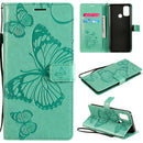 For OPPO A53 (2020) / A53s / A33 (2020) / A32 3D Butterflies Embossing Pattern Horizontal Flip Leather Case with Holder & Card Slot & Wallet(Green)