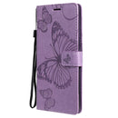 For OPPO A53 (2020) / A53s / A33 (2020) / A32 3D Butterflies Embossing Pattern Horizontal Flip Leather Case with Holder & Card Slot & Wallet(Purple)
