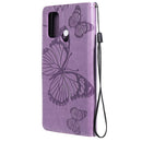 For OPPO A53 (2020) / A53s / A33 (2020) / A32 3D Butterflies Embossing Pattern Horizontal Flip Leather Case with Holder & Card Slot & Wallet(Purple)