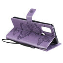 For OPPO A53 (2020) / A53s / A33 (2020) / A32 3D Butterflies Embossing Pattern Horizontal Flip Leather Case with Holder & Card Slot & Wallet(Purple)