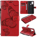For OPPO A53 (2020) / A53s / A33 (2020) / A32 3D Butterflies Embossing Pattern Horizontal Flip Leather Case with Holder & Card Slot & Wallet(Red)