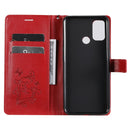For OPPO A53 (2020) / A53s / A33 (2020) / A32 3D Butterflies Embossing Pattern Horizontal Flip Leather Case with Holder & Card Slot & Wallet(Red)