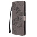 For OPPO A53 (2020) / A53s / A33 (2020) / A32 3D Butterflies Embossing Pattern Horizontal Flip Leather Case with Holder & Card Slot & Wallet(Grey)