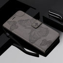 For OPPO A53 (2020) / A53s / A33 (2020) / A32 3D Butterflies Embossing Pattern Horizontal Flip Leather Case with Holder & Card Slot & Wallet(Grey)