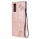 For OPPO Reno4 4G 3D Butterflies Embossing Pattern Horizontal Flip Leather Case with Holder & Card Slot & Wallet(Rose Gold)