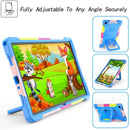 For Samsung Galaxy Tab A7 10.4 (2020) T500 / T505 Contrast Color Shockproof Robot Silicone + PC Case with Wristband Holder(Camouflage + Blue)