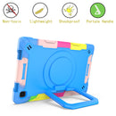 For Samsung Galaxy Tab A7 10.4 (2020) T500 / T505 Contrast Color Shockproof Robot Silicone + PC Case with Wristband Holder(Camouflage + Blue)