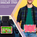 For Samsung Galaxy Tab A10.1 (2019) T510 Contrast Color Shockproof Robot Silicone + PC Case with Wristband Holder(Camouflage + Rose Red)