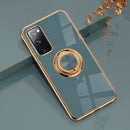 For Samsung Galaxy S20 FE 6D Electroplating Full Coverage Silicone Protective Case with Magnetic Ring Holder(Grandma Ash)