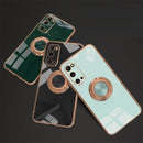 For Samsung Galaxy S20 FE 6D Electroplating Full Coverage Silicone Protective Case with Magnetic Ring Holder(Grandma Ash)