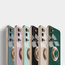 For Samsung Galaxy S20 FE 6D Electroplating Full Coverage Silicone Protective Case with Magnetic Ring Holder(Light Pink)