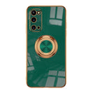 For Samsung Galaxy S20 FE 6D Electroplating Full Coverage Silicone Protective Case with Magnetic Ring Holder(Grandma Ash)