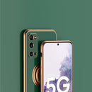 For Samsung Galaxy S20 FE 6D Electroplating Full Coverage Silicone Protective Case with Magnetic Ring Holder(Grandma Ash)