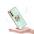 For Samsung Galaxy S21 5G 6D Electroplating Full Coverage Silicone Protective Case with Magnetic Ring Holder(Black)