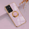 For Samsung Galaxy S21 Ultra 5G 6D Electroplating Full Coverage Silicone Protective Case with Magnetic Ring Holder(Light Purple)