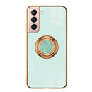 For Samsung Galaxy S21 Ultra 5G 6D Electroplating Full Coverage Silicone Protective Case with Magnetic Ring Holder(Light Purple)
