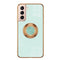 For Samsung Galaxy S21 Ultra 5G 6D Electroplating Full Coverage Silicone Protective Case with Magnetic Ring Holder(Light Purple)