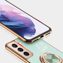 For Samsung Galaxy S21 Ultra 5G 6D Electroplating Full Coverage Silicone Protective Case with Magnetic Ring Holder(Light Purple)