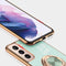 For Samsung Galaxy S21 Ultra 5G 6D Electroplating Full Coverage Silicone Protective Case with Magnetic Ring Holder(Light Purple)