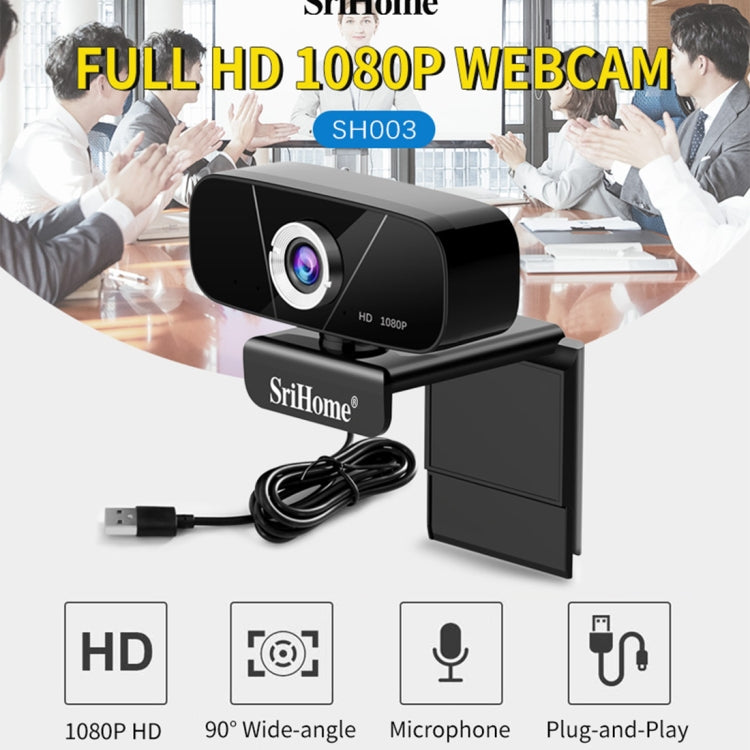 SriHome SH003 2.0 Mega Pixels 1080P USB 2.0 / 3.0 HD Computer Camera Built-in Noise Reduction Microphone