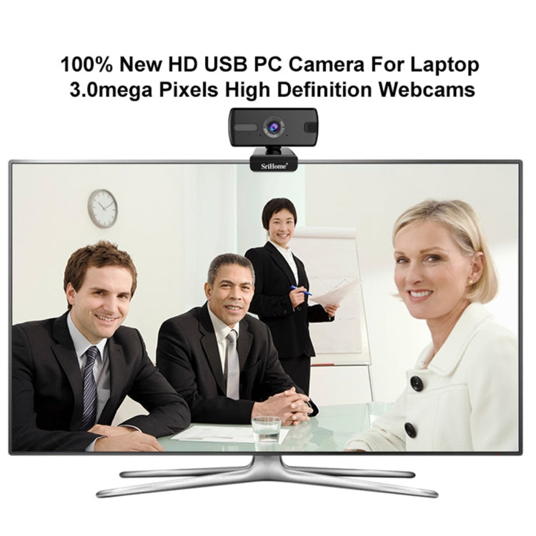 SriHome SH004 3.0 Mega Pixels USB 2.0 / 3.0 HD Computer Camera Built-in Noise Reduction Microphone