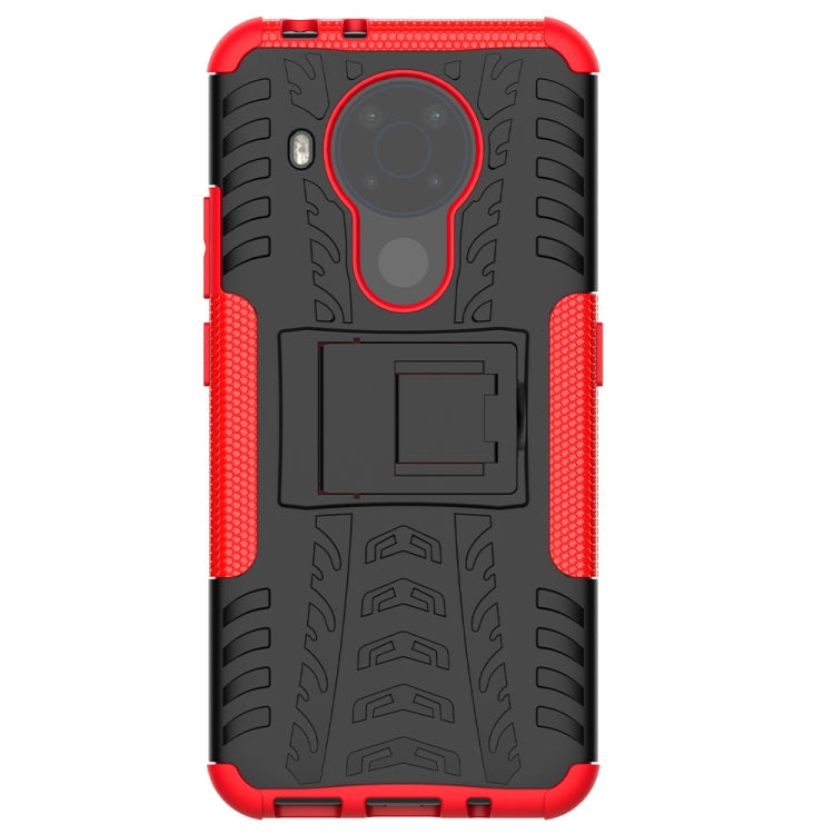 For Nokia 3.4 / 5.4 Tire Texture Shockproof TPU+PC Protective Case with Holder(Red)