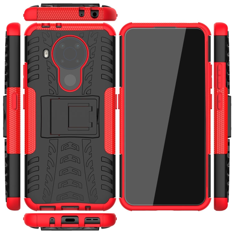 For Nokia 3.4 / 5.4 Tire Texture Shockproof TPU+PC Protective Case with Holder(Red)