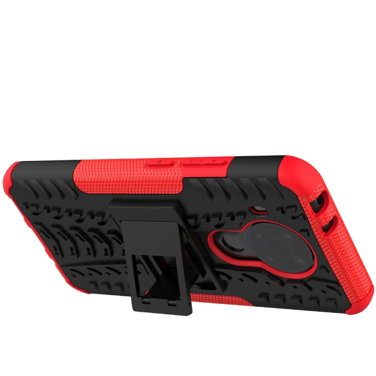 For Nokia 3.4 / 5.4 Tire Texture Shockproof TPU+PC Protective Case with Holder(Red)
