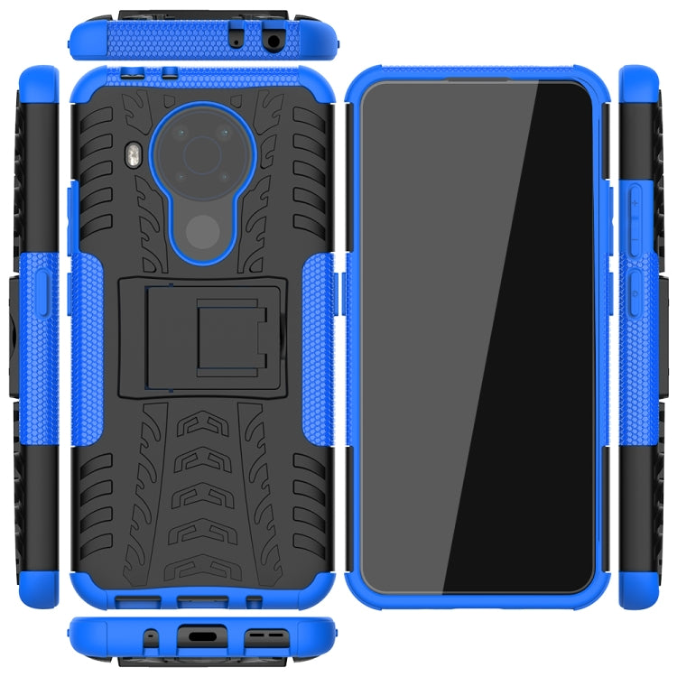 For Nokia 3.4 / 5.4 Tire Texture Shockproof TPU+PC Protective Case with Holder(Blue)