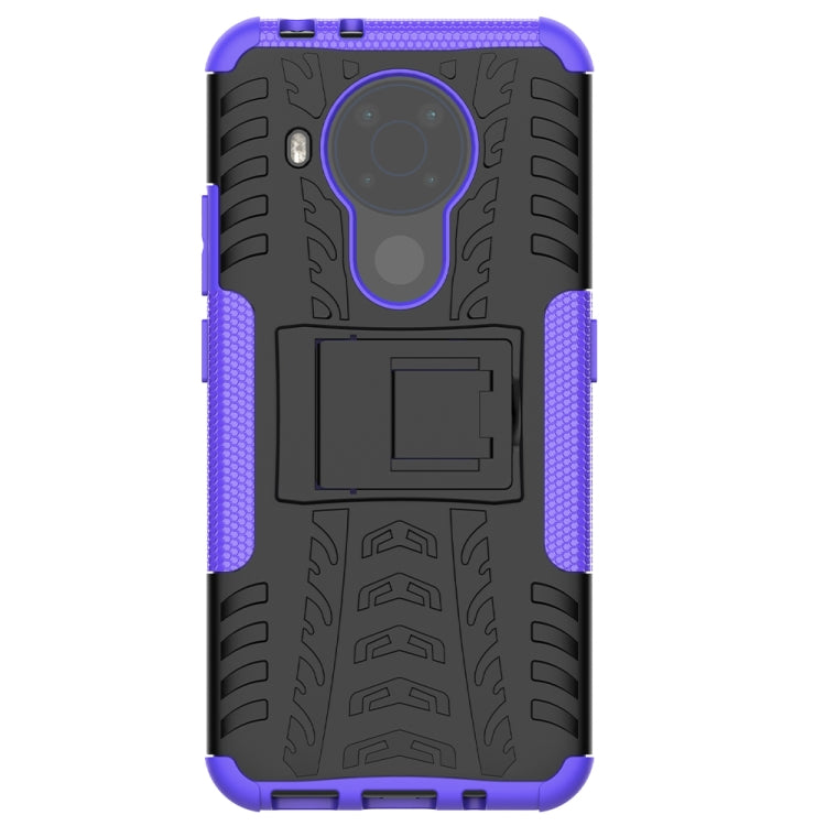 For Nokia 3.4 / 5.4 Tire Texture Shockproof TPU+PC Protective Case with Holder(Purple)