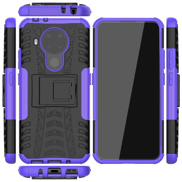 For Nokia 3.4 / 5.4 Tire Texture Shockproof TPU+PC Protective Case with Holder(Purple)