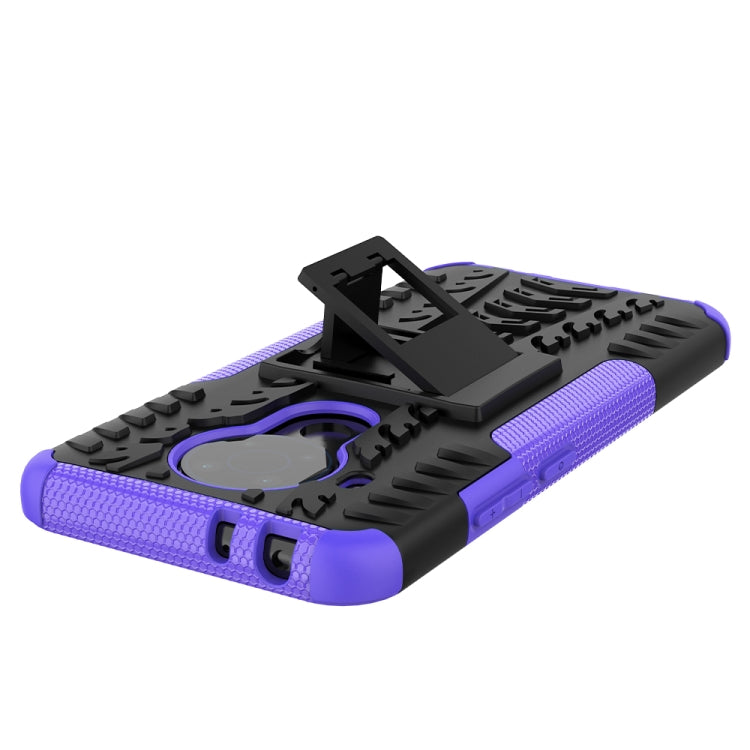 For Nokia 3.4 / 5.4 Tire Texture Shockproof TPU+PC Protective Case with Holder(Purple)