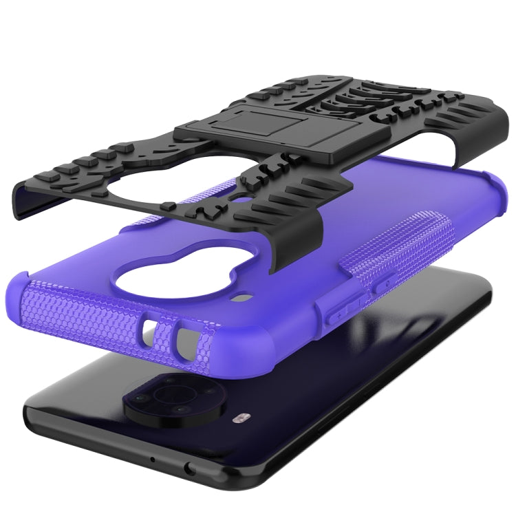 For Nokia 3.4 / 5.4 Tire Texture Shockproof TPU+PC Protective Case with Holder(Purple)