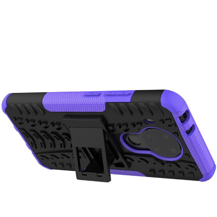 For Nokia 3.4 / 5.4 Tire Texture Shockproof TPU+PC Protective Case with Holder(Purple)