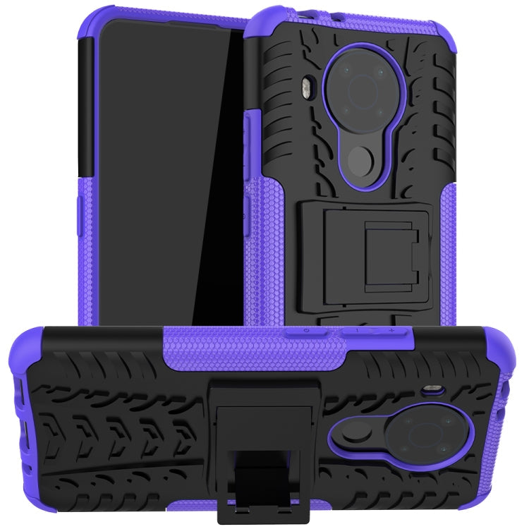 For Nokia 3.4 / 5.4 Tire Texture Shockproof TPU+PC Protective Case with Holder(Purple)