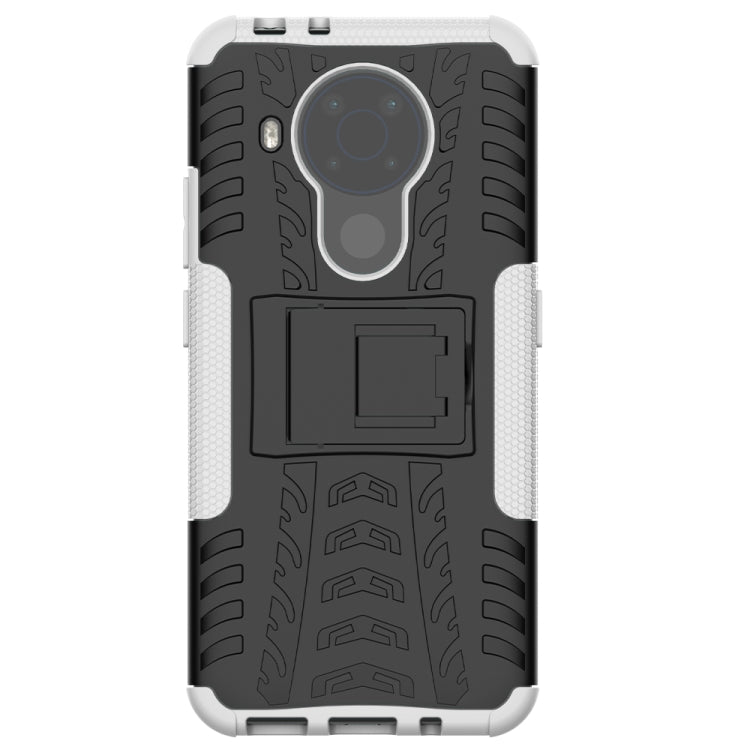 For Nokia 3.4 / 5.4 Tire Texture Shockproof TPU+PC Protective Case with Holder(White)