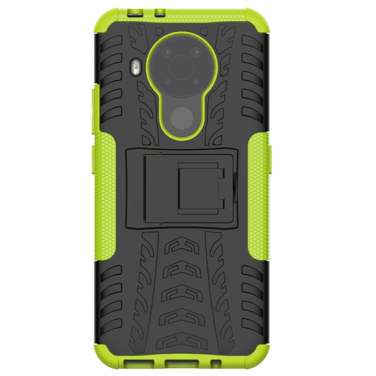 For Nokia 3.4 / 5.4 Tire Texture Shockproof TPU+PC Protective Case with Holder(Green)