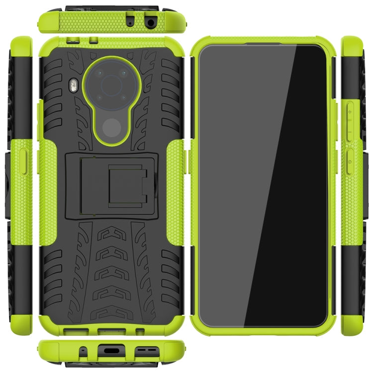 For Nokia 3.4 / 5.4 Tire Texture Shockproof TPU+PC Protective Case with Holder(Green)