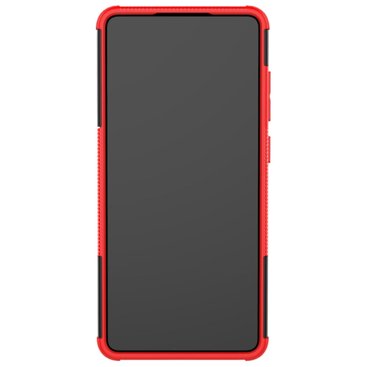 For Samsung Galaxy A72 5G / 4G Tire Texture Shockproof TPU+PC Protective Case with Holder(Red)